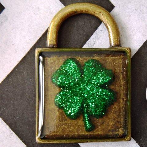 Sparkle Shamrock Locket - Resin Necklace