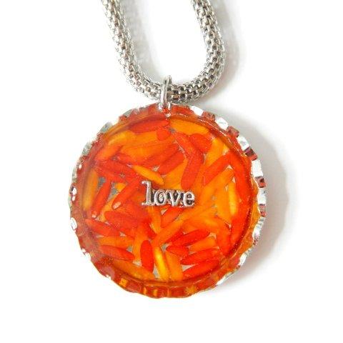 Colored Rice Bottlecap - Resin Necklace